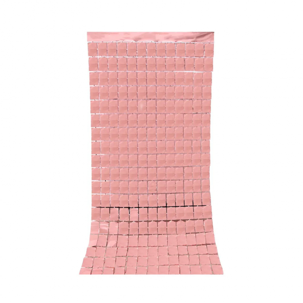 Metalize Pembe PötiKare Desenli Arka Fon Süs 100x200 cm - 2