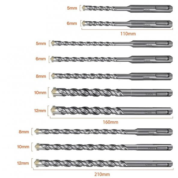 CAT DA03901 10 Parça Tungsten Karbür SDS-Plus Beton Matkap Uç Seti - 8