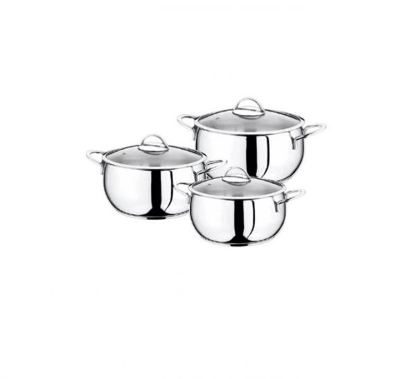 OMS 6 Parça Yarı Küre Güveç Çelik Tencere Seti Silver 1117
