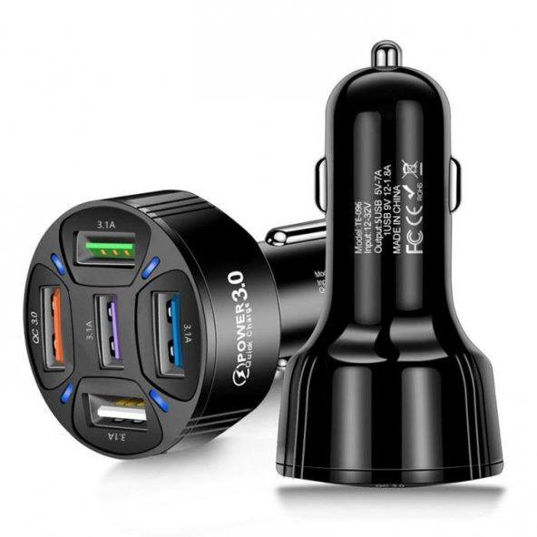 Ally Qc3.0 5 Port Çıkışlı Çoklu USB Araç Içi Çakmaklık Hızlı Şarj Başlığı - 2