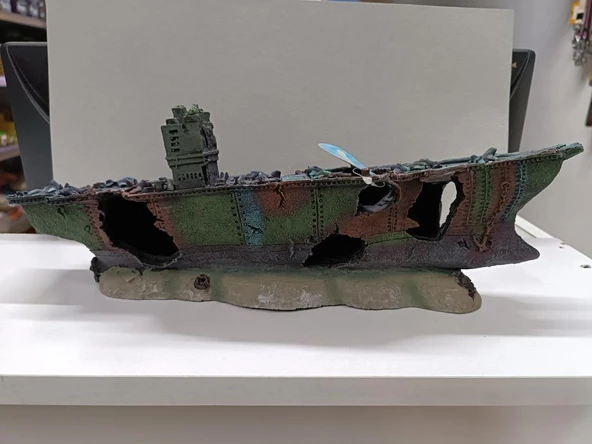 Akvaryum Dekor Batık Uçak Gemisi 40x12,5x14,5 cm - 4
