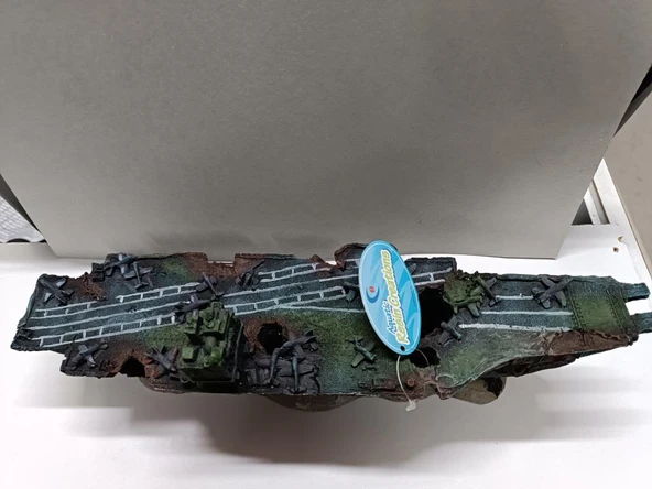 Akvaryum Dekor Batık Uçak Gemisi 40x12,5x14,5 cm - 3