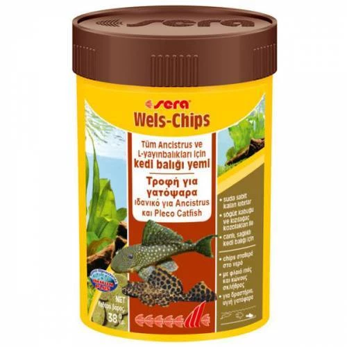 Sera Wels chips 100 ml 38 Gr  Skt:11/2027 Orjinal kutusunda Vatoz ve Çöpcü Yemi