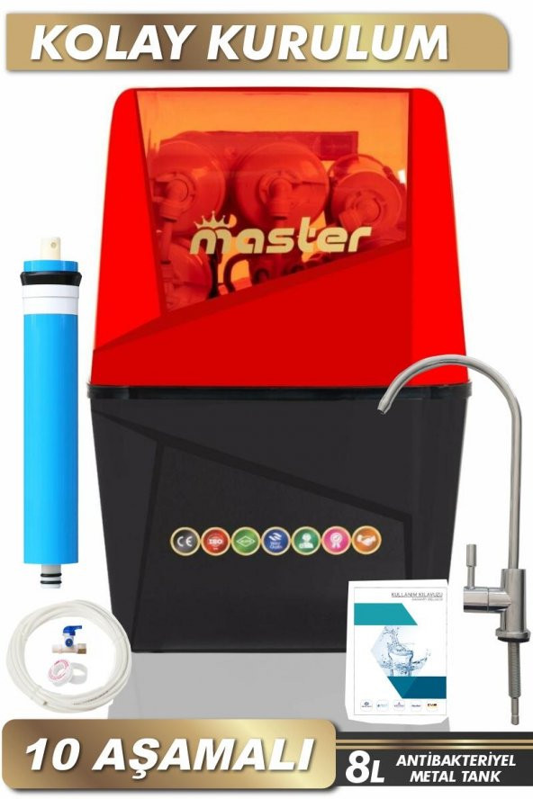 Master 10 Aşamalı Master Membranlı Alkali Çelik Tanklı Su Arıtma Cihazı