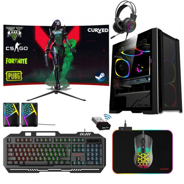 Xaser Xsr358 i7 4770 8GB Ram 256GB SSD 4GB GT730 Ekran Kartı 24" Curved Oyun Bilgisayarı ürün görseli