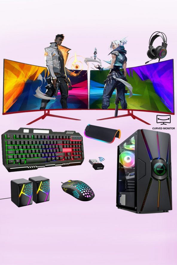 Xaser Xsr316 i5 4440 16GB Ram 512GB SSD 8GB RX580 Ekran Kartı 24" Dual Curved Oyun Bilgisayarı - 1