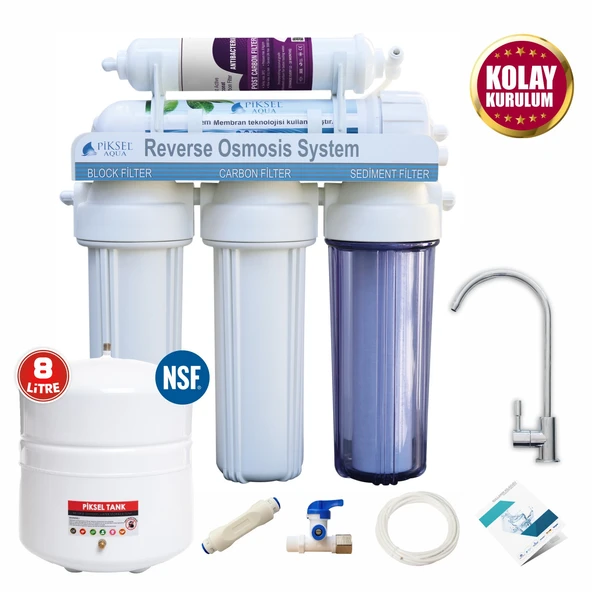 Piksel Aqua 5 Aşamalı Pompalı Açık Kasa Su Arıtma Cihazı