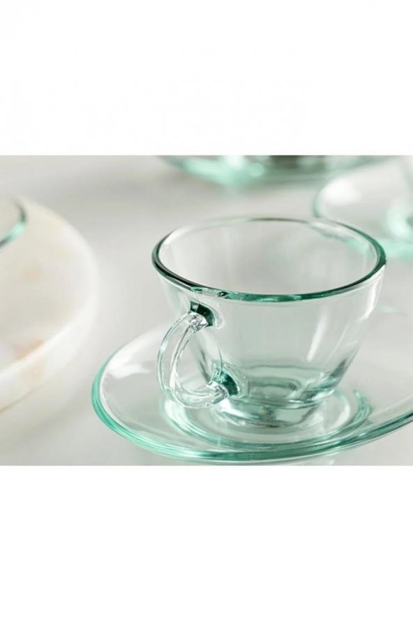 98396 Cam 4lü Aware 230cc Asimetrik Penguen Çay Nescafe Fincan Takımı - 2