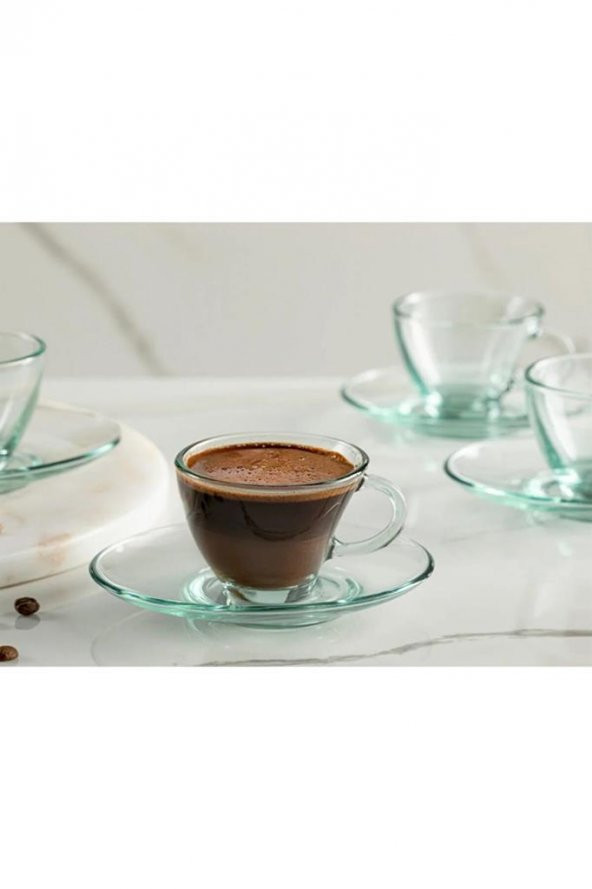 98396 Cam 4lü Aware 230cc Asimetrik Penguen Çay Nescafe Fincan Takımı - 3