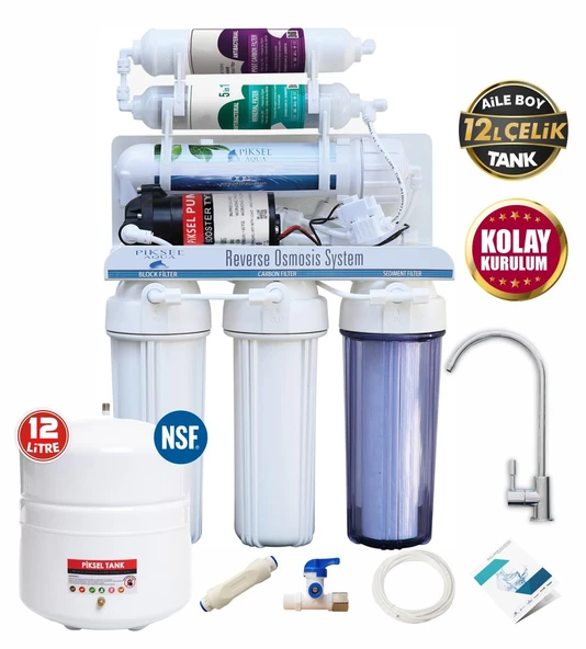 Piksel Aqua 10 Aşamalı Pompalı EVA Membranlı Açık Kasa Su Arıtma Cihazı