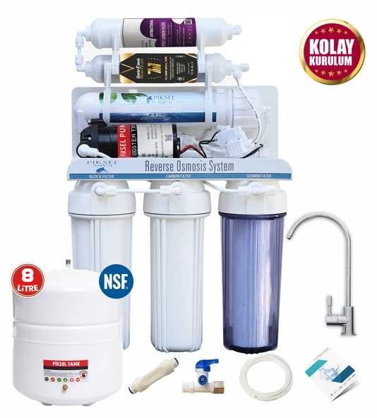 Piksel Aqua 12 Aşamalı Pompalı Alkali Mineralli Açık Kasa Su Arıtma Cihazı - 7