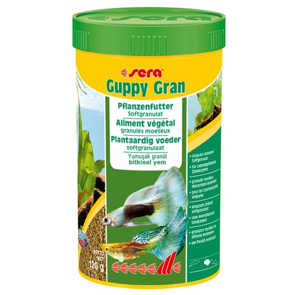 Sera Guppy Gran 250 ml. 120 gr Skt: 09/2025 Lepistes Balık Yemi Orjinal Kutu