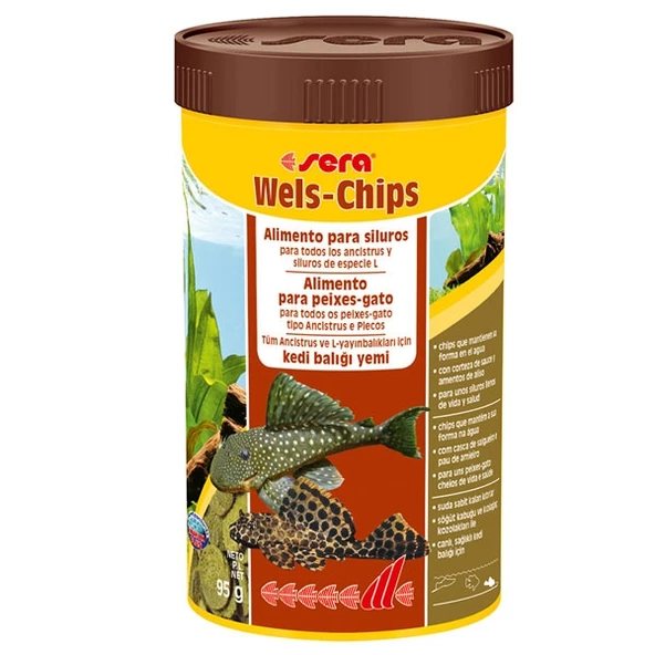 Sera Wels chips 250 ml 95 gr. Skt :04/2027 Orjinal kutusunda Vatoz Ve Çöpcü Yemi