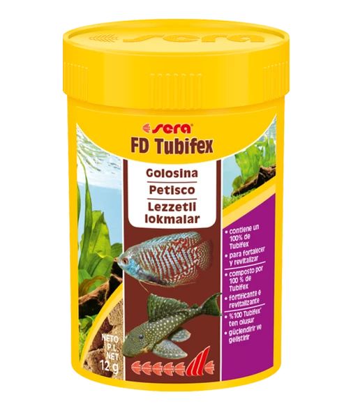 Sera FD Tubifex 100 ml. 12 gr Skt : 11/2027 Kurutulmuş Kurt Orjinal Kutusunda