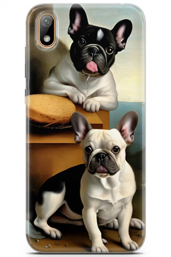Huawei Y5 2019 Uyumlu Kılıf Dogs 28 Fransız Bulldog İz Bırakmayan Kılıf Beyaz - 1