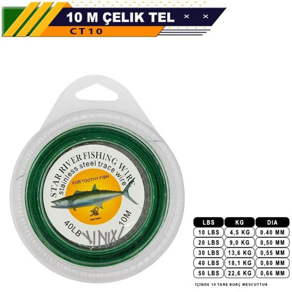 Portfish Çelik Telli 10 metre - BURÇLU 40 LBS