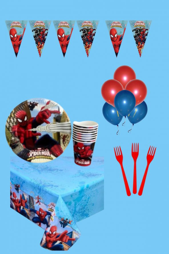 Spiderman 16 Kişilik Doğum Günü Parti Seti Parti Konsepti