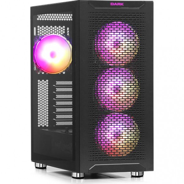 Dark Maxima V12 Temperli Cam Arka ARGB LED Fanlı Dikey Ekran Kartı Takılabilen USB 3.0 ATX Oyuncu Kasası