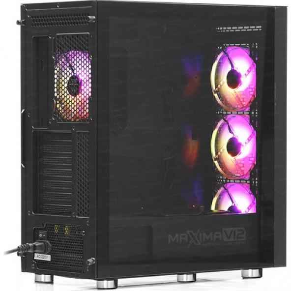 Dark Maxima V12 Temperli Cam Arka ARGB LED Fanlı Dikey Ekran Kartı Takılabilen USB 3.0 ATX Oyuncu Kasası - 3