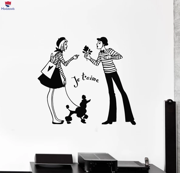 Seyahat Acentesi Duvar Sticker Paris Amour Love Je Taime Fransa Romantik Çıkartmalar ürün görseli 1