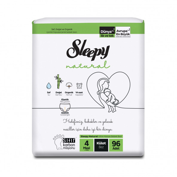 Sleepy Natural Jumbo Külot Bebek Bezi 7-14 Kg Maxi 4 Numara 96 Lı