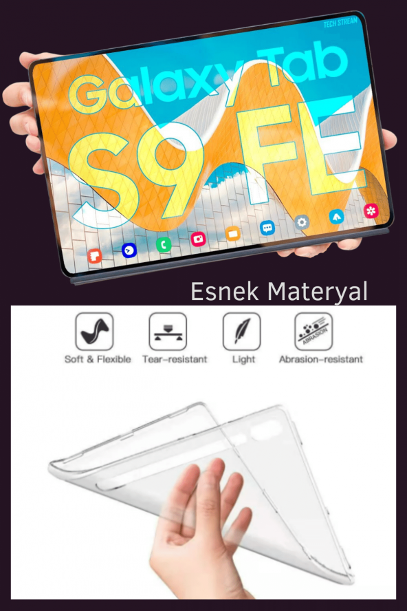 Galaxy Tab S9 FE Plus 12,4 inç Uyumlu Silikon Yumuşak Darbeye Dayanıklı Şeffaf Antişok Kılıf - 5