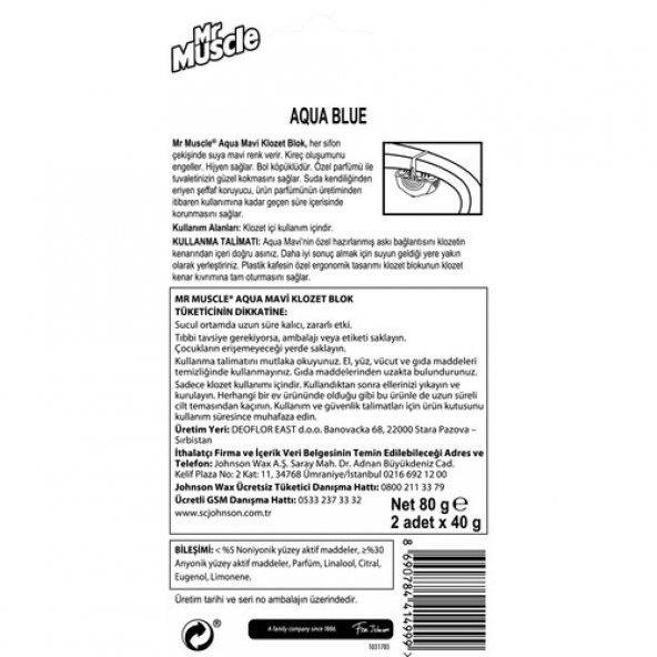 Mr Muscle Klozet Blok Aqua  2 li Eko Paket - 2