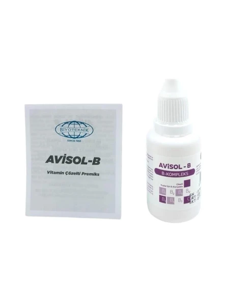 BiyoTeknik Avisol-B Kuş Vitamini 30cc SKT:04/2025 Kuşlar için Tüy Döküm Vitamini