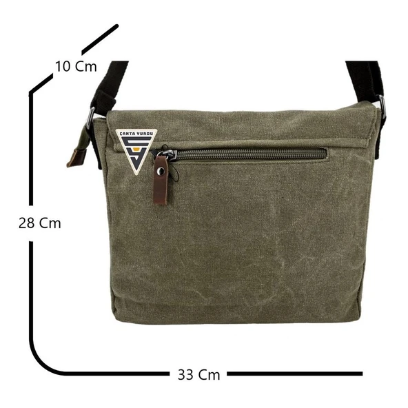 Ççs London 31469 Kanvas Postacı Omuz Çanta Haki - Resim 4