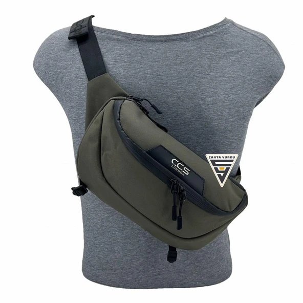 ÇÇS London 31412 Çift Gözlü XL Bel Çantası Haki - Resim 5