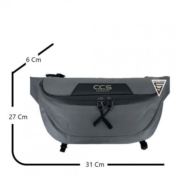 ÇÇS London 31412 Çift Gözlü XL Bel Çantası Gri