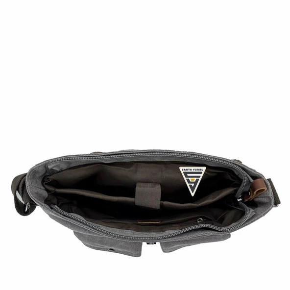 Ççs London 31469 Kanvas Postacı Omuz Çanta Gri - Resim 2