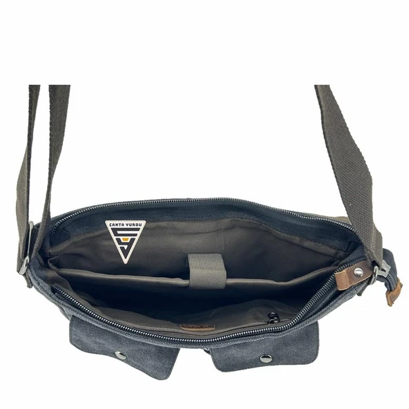 Ççs London 31469 Kanvas Postacı Omuz Çanta Siyah - Resim 3