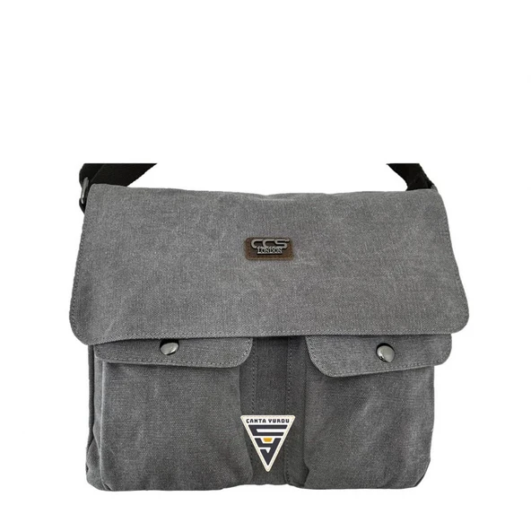 Ççs London 31469 Kanvas Postacı Omuz Çanta Gri ürün görseli