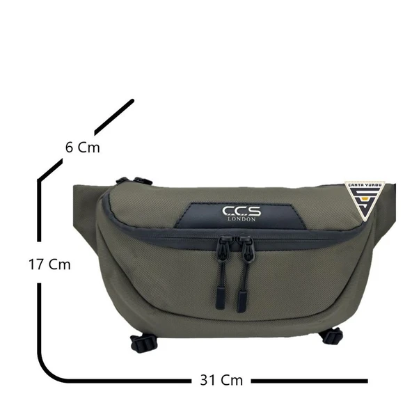 ÇÇS London 31412 Çift Gözlü XL Bel Çantası Haki - Resim 4