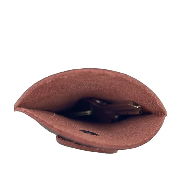 Hakiki Deri Hazneli Anahtarlık Bordo - Resim 6