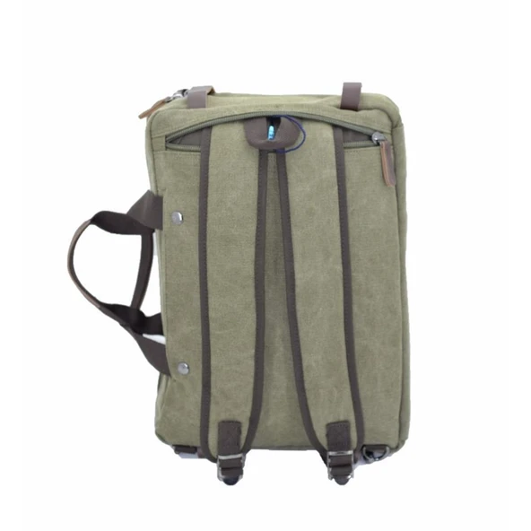 Ççs London 31458 Kanvas Sırt Laptop ve Evrak Çantası Haki - Resim 2