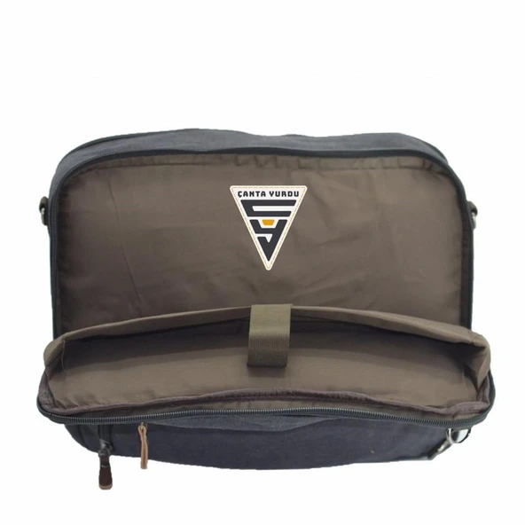 Ççs London 31458 Kanvas Sırt Laptop ve Evrak Çantası Haki - Resim 5