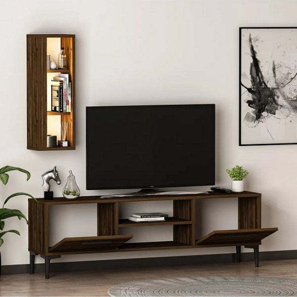 BMdekor TV Ünitesi Cunda Ceviz LED Işıklı 150 cm - 3