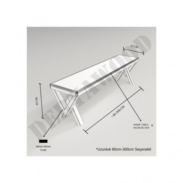 Deryawood Masif Ahşap Hestia Bank  37*120*45cm - 3