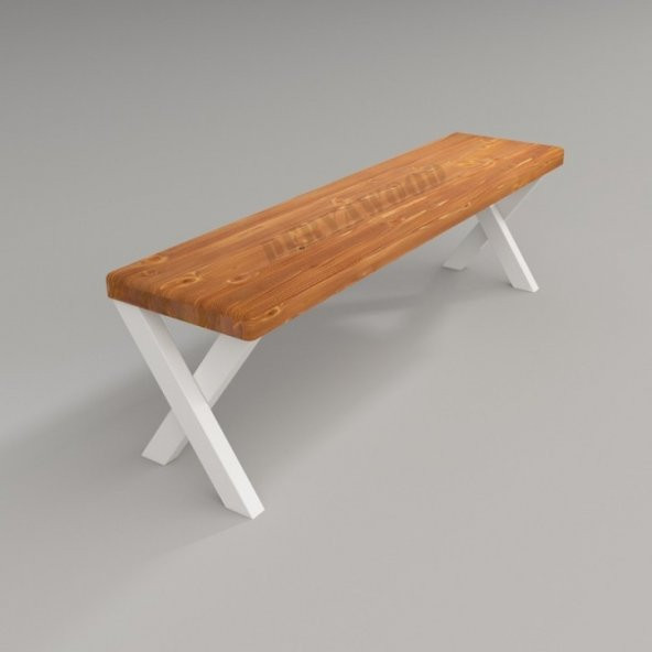 Deryawood Masif Ahşap Andora Bank Beyaz Ayak  37*80*45cm