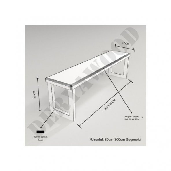 Deryawood Masif Ahşap Hera Bank  37*160*45cm - Resim 3