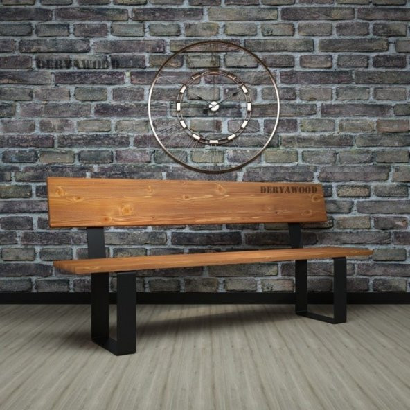 Masi̇f Ağaç Arkalikli Bank Kare Lama-cevi̇z-120cm - Resim 2