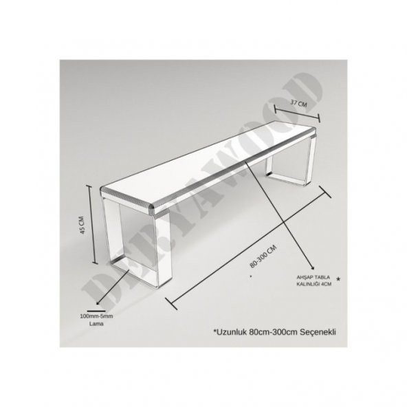 Deryawood Masif Ahşap Gaia Bank  37*100*45cm - Resim 3