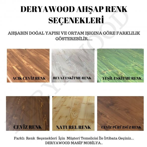 Deryawood Masif Ahşap Rhea Bank  37*180*45cm - Resim 5