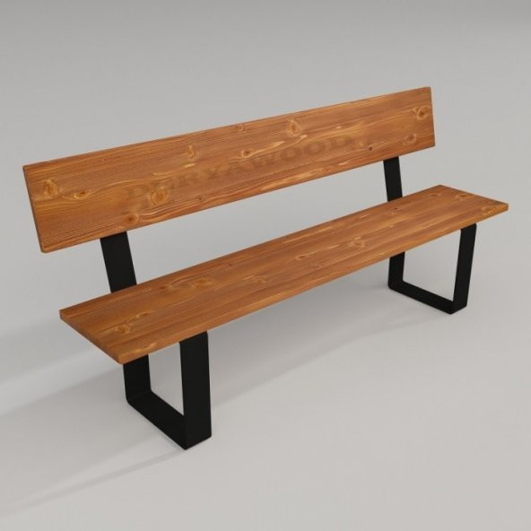Masi̇f Ağaç Arkalikli Bank X Ayak-açik Cevi̇z-180cm ürün görseli