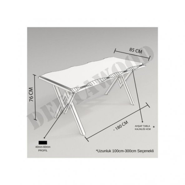 Deryawood Masif Ahşap Laurus Sulamalı Mutfak Masası 70*120*76cm - 3
