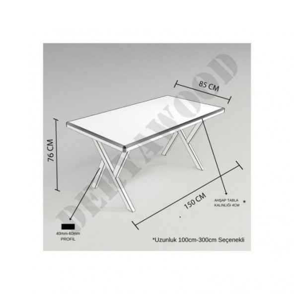 Deryawood Masif Ahşap Anteres Mutfak Masası 60*120*76 Cm - Resim 5