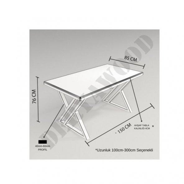 Deryawood Masif Ahşap Algol Mutfak Masası 60*120*76 Cm - Resim 5