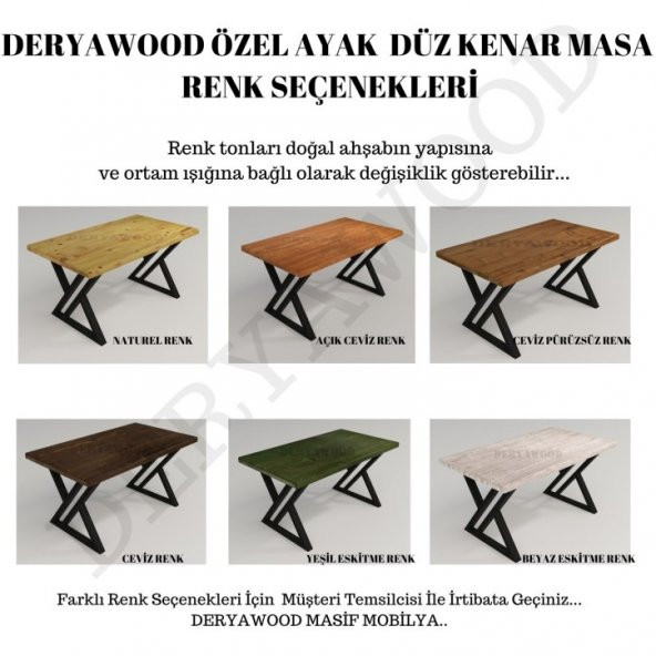 Deryawood Masif Ahşap Algol Mutfak Masası 60*120*76 Cm - Resim 3